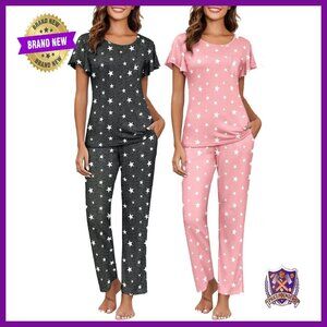 Soft 2-Piece Pajama Set with Pockets, Drawstring Waist, Machine Washable